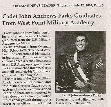 John Parks graduates West Point